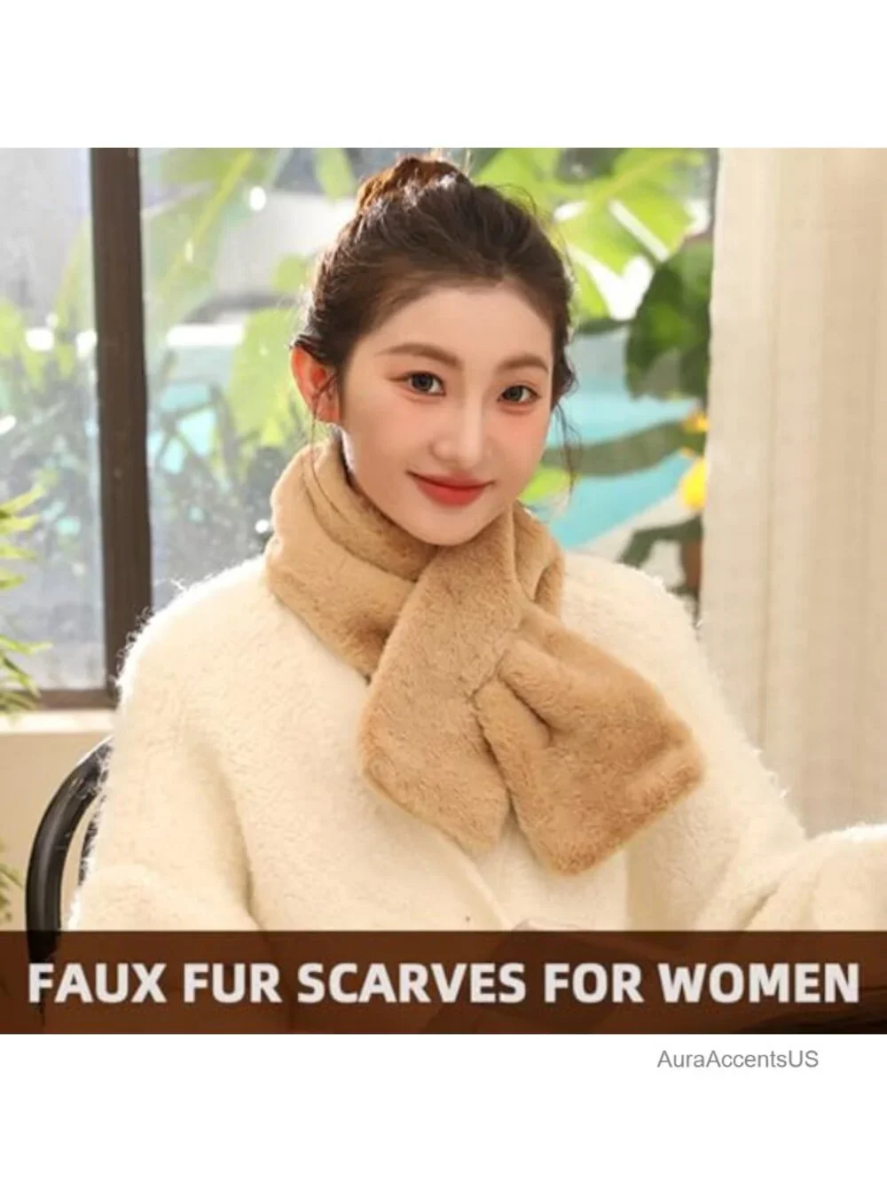 Faux Fur Scarf Neck Warmer Winter Wrap Women's Loop